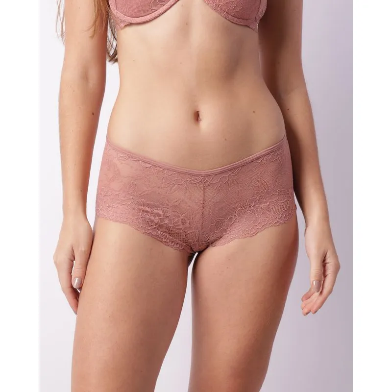 Calcinha Feminina Caleçon Com Renda Rosa P