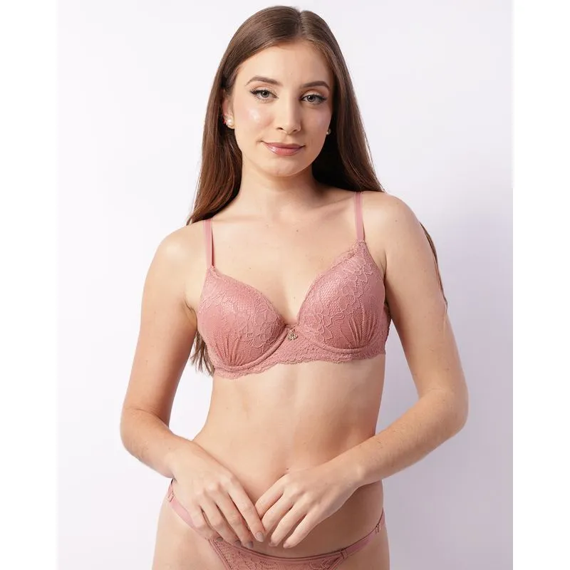 Sutiã Feminino Com Base Bojo Renda Rosa 46