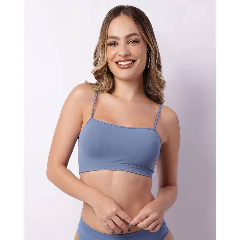 Sutiã Feminino Top Sem Bojo Trifil Texturizado Azul GG