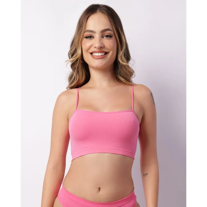 Sutiã Feminino Top Sem Bojo Trifil Texturizado Rosa GG
