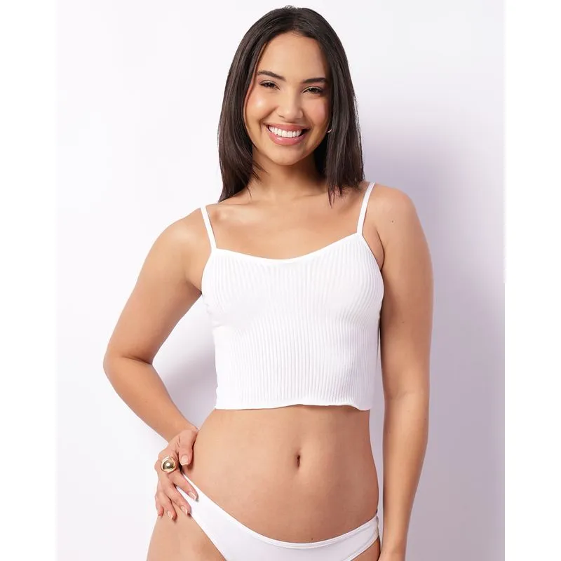 Sutiã Feminino Top Trifil Canelado Sem Costura Branco M