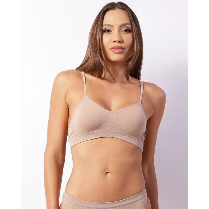 Sutiã Feminino Top Nadador Trifil Sem Costura Bege P
