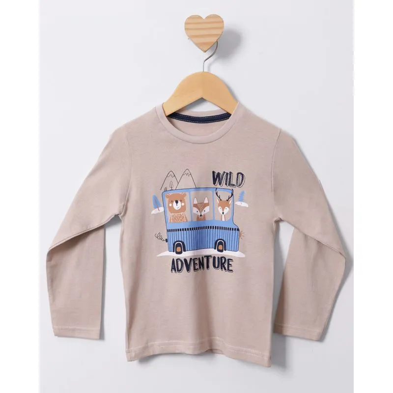 Camiseta Bebê Manga Longa Estampa Bege 1