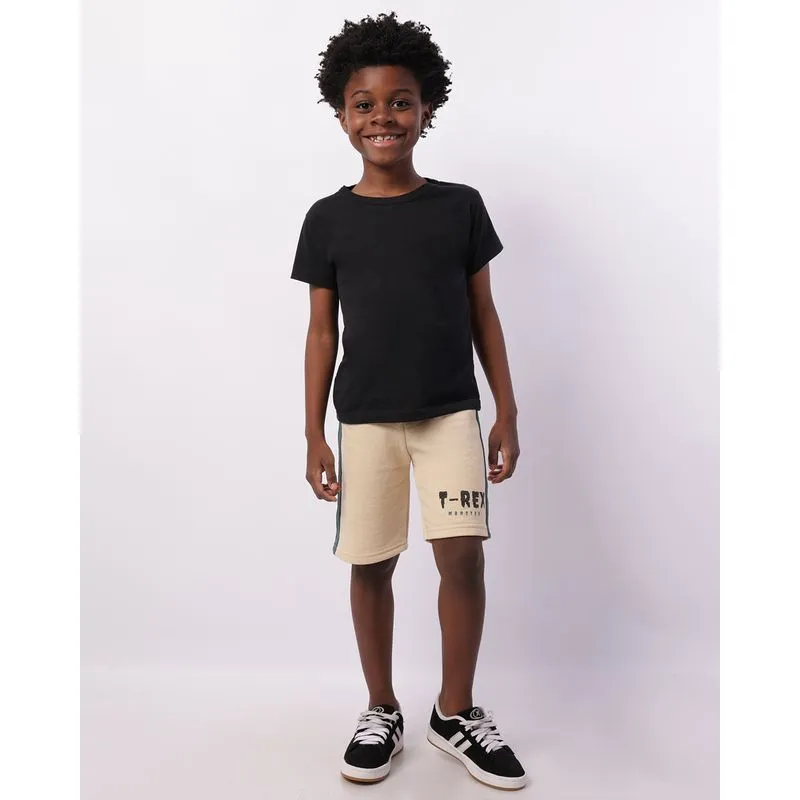 Bermuda Infantil Moletinho Reta com Faixas Bege 6