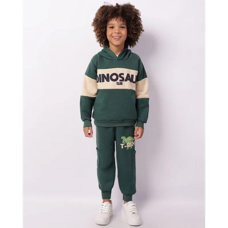 Calça Moletom Infantil Jogger Estampa Dinossauro Verde 6