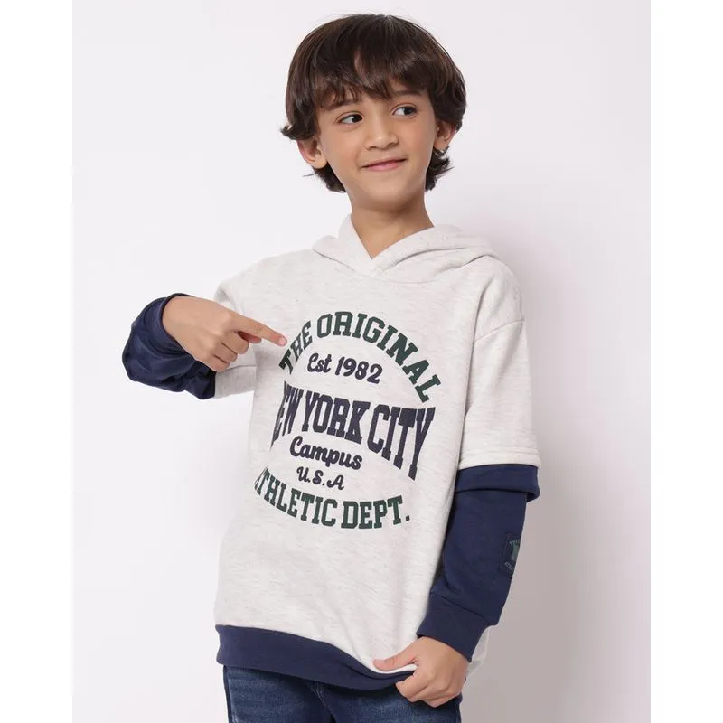 Blusão Moletom Infantil Bicolor com Capuz Cinza Claro 14