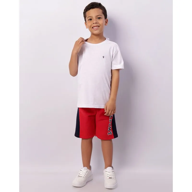 Bermuda Infantil Moletinho Com Recortes Vermelha 4