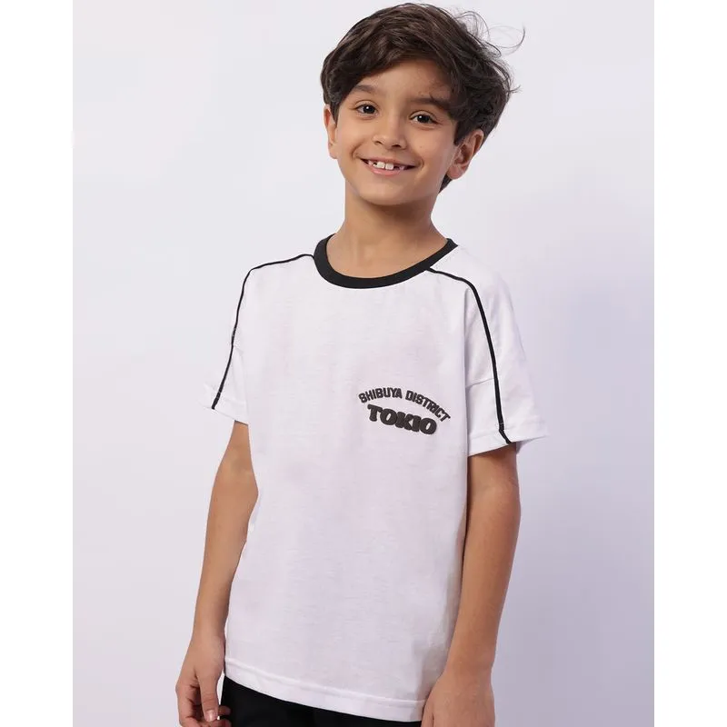 Camiseta Infantil Manga Curta Estampa Tokio Branca 8