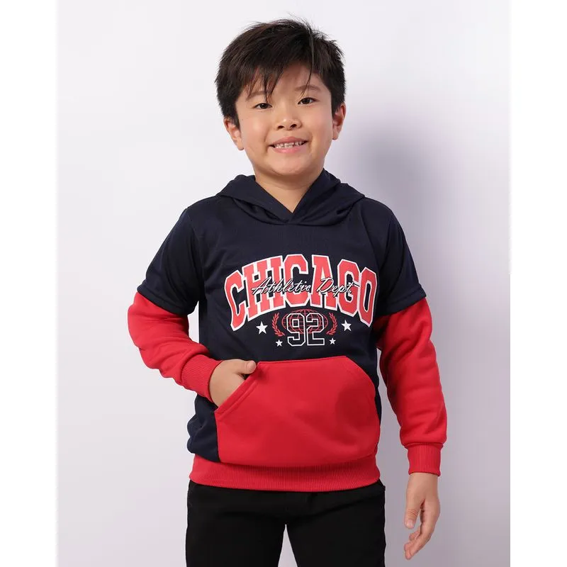 Blusão Infantil Helanca Com Capuz E Bolso Marinho 6