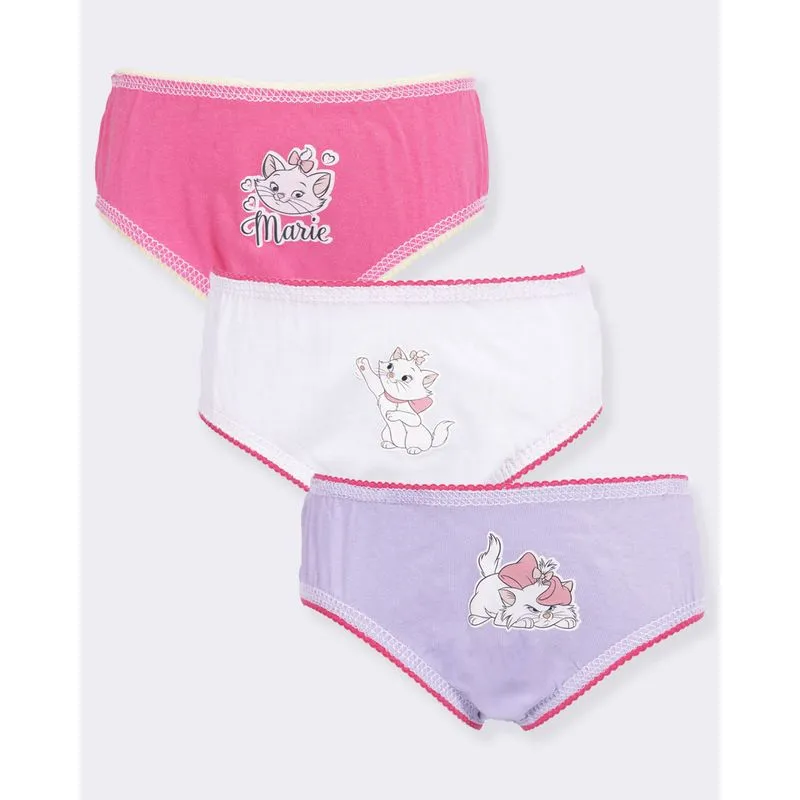 Kit 3 Calcinhas Infantil Biquíni Disney Marie Estampa E Cores Sortidas 6