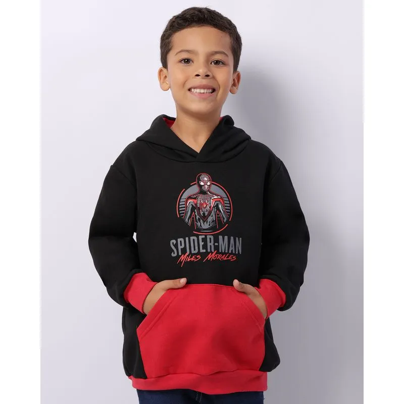 Blusão Moletom Infantil Homem Aranha com Capuz Bolso Preta 4