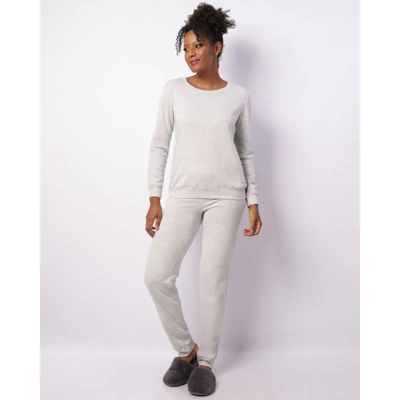 Pijama Feminino Longo Moletinho Cinza P