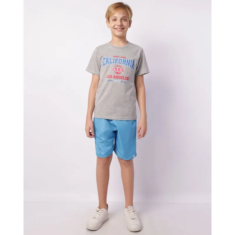 Bermuda Juvenil Reta Microfibra com Bolso Azul 10