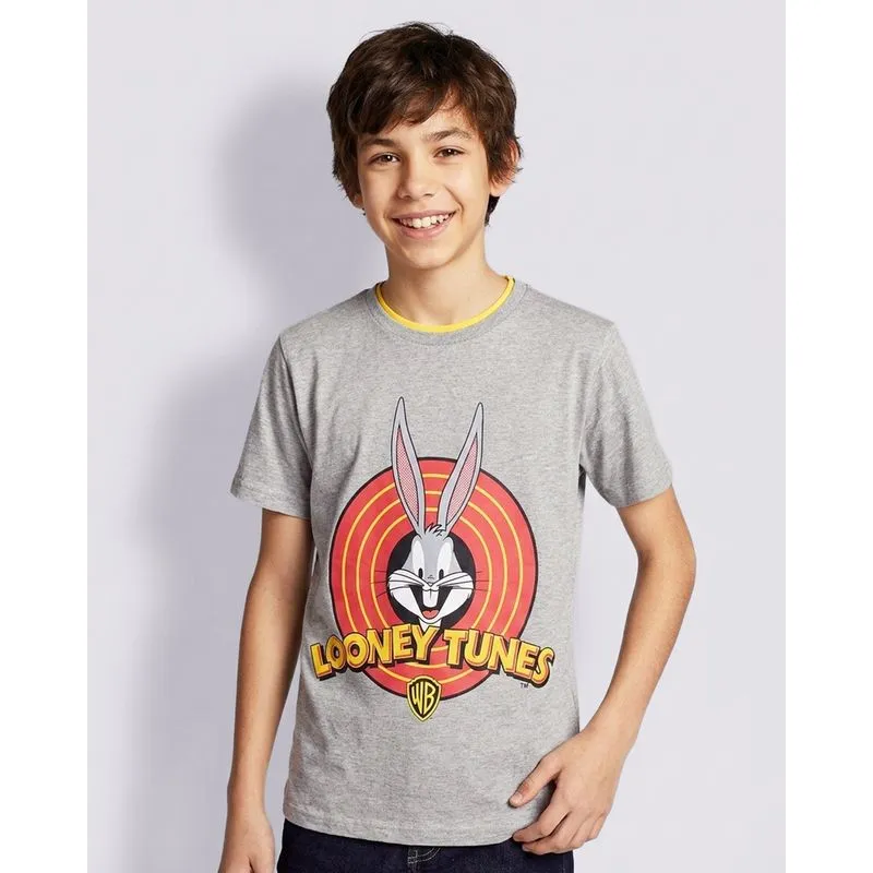 Camiseta Juvenil Estampa Looney Tunes Cinza 10