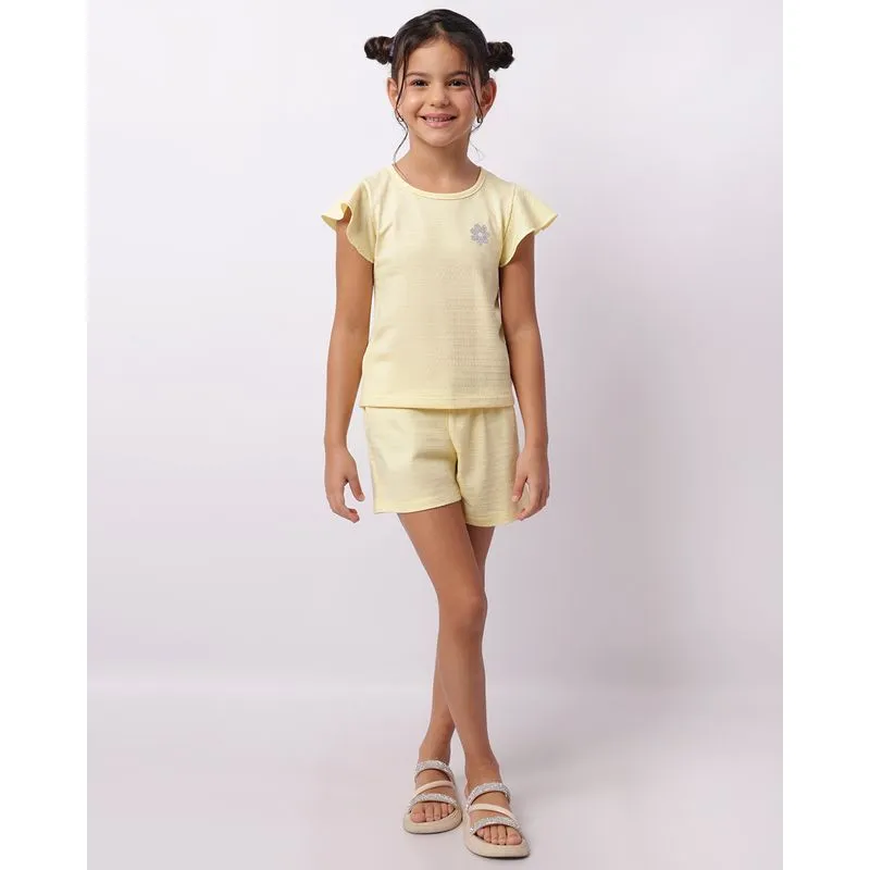 Short Infantil Texturizado Com Cordão Amarelo 4