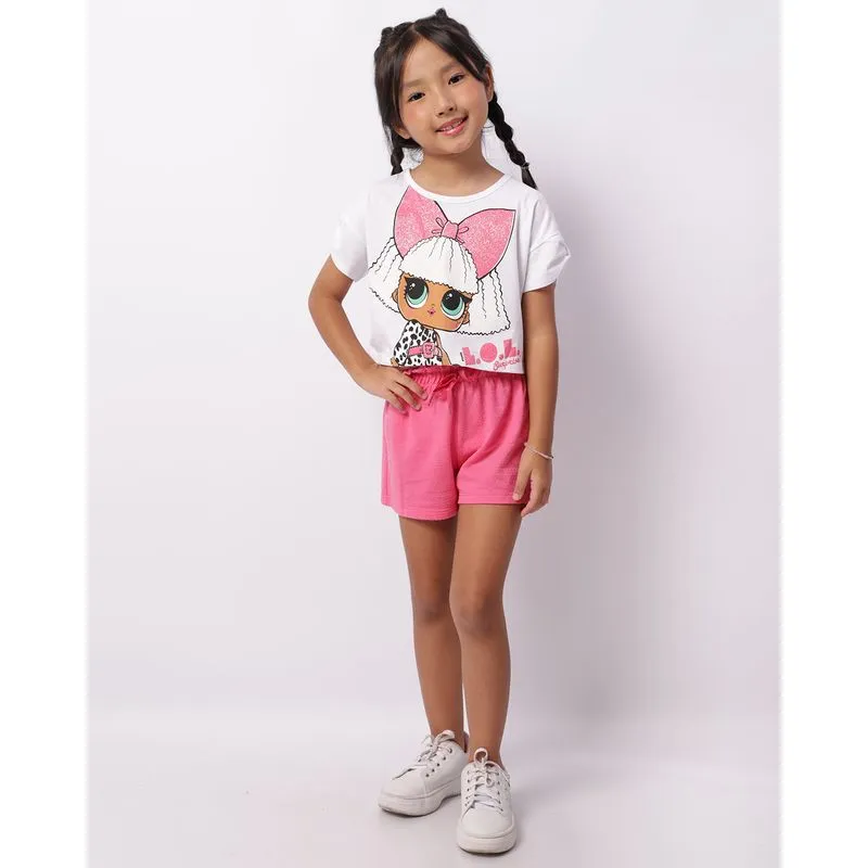 Short Infantil Texturizado Rosa 4