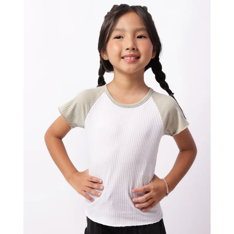 Blusa Infantil Manga Curta Canelada Branca 10