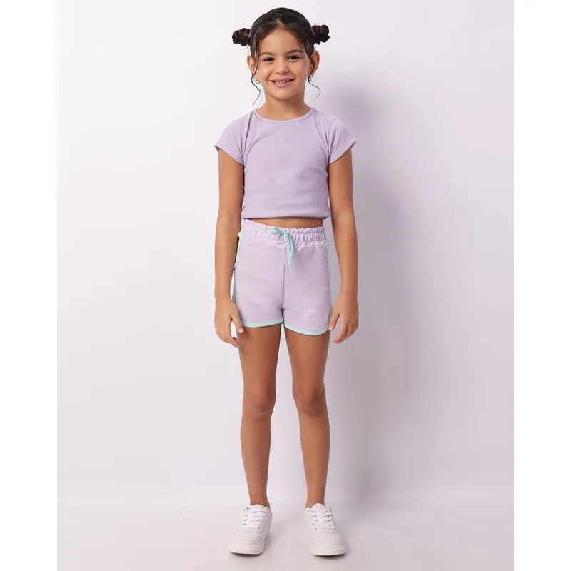Short Infantil Moletinho Com Recortes Lilás 8