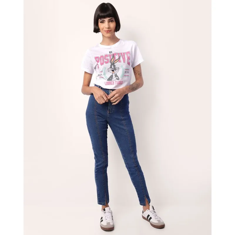 Calça Jeans Feminina Sawary Cigarrete Azul 44