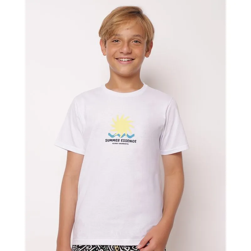 Camiseta Juvenil Algodão Estampa Frontal Branco 10