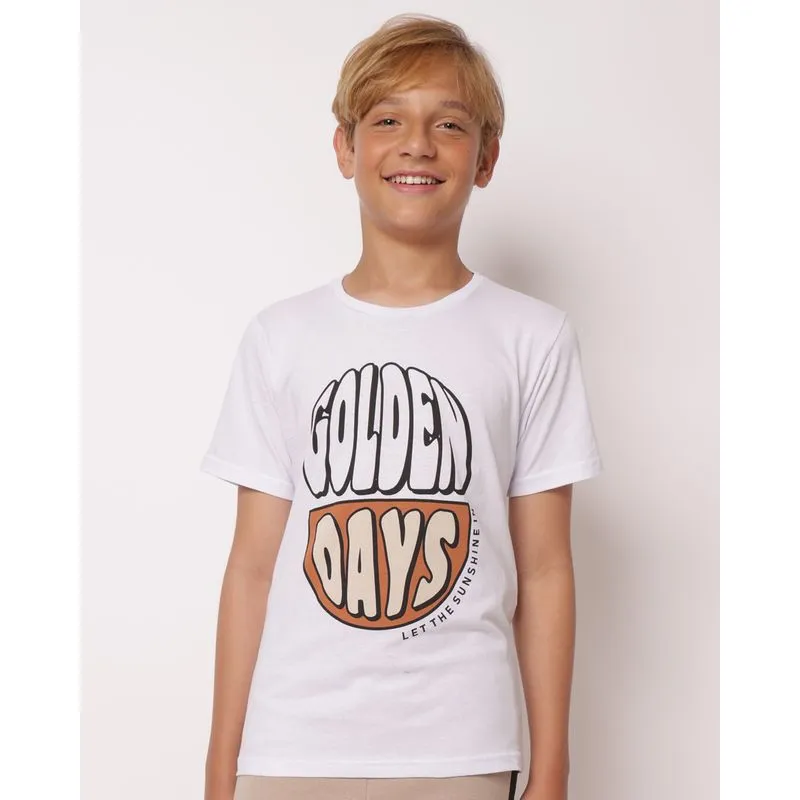 Camiseta Juvenil Algodão Estampa Frontal Branca 14