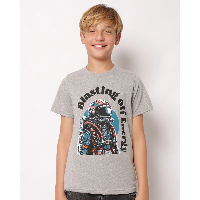 Camiseta Juvenil Estampa Astronauta Manga Curta Cinza 12