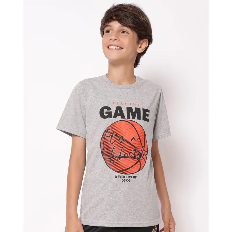 Camiseta Juvenil Estampa Basquete Cinza 12