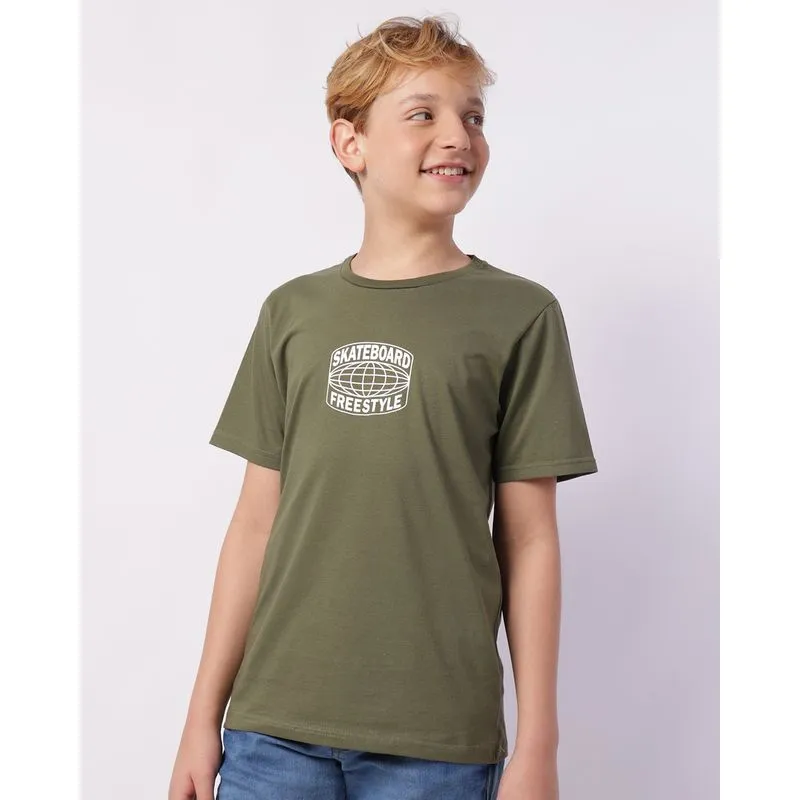 Camiseta Juvenil com Estampa Skateboard Manga Curta Verde 10