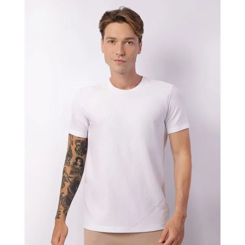 Camiseta Masculina Texturizada Manga Curta Branca P