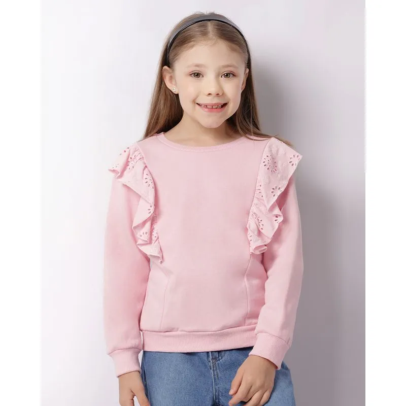 Blusão Moletom Infantil Babado Laise Rosa 6