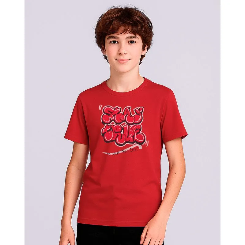 Camiseta Juvenil com Estampa Manga Curta Vermelha 12