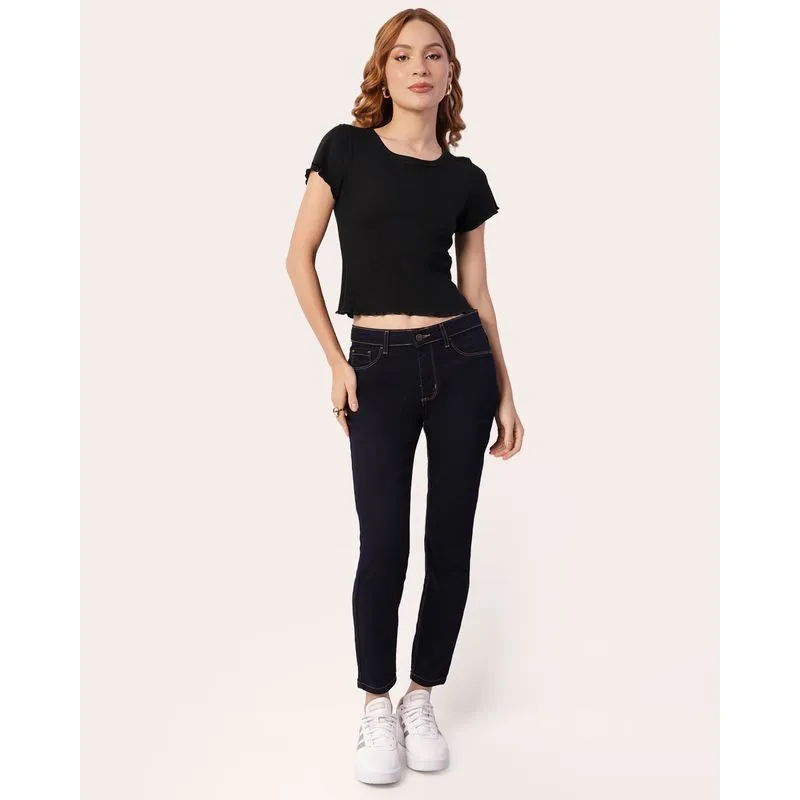 Calça Jeans Feminina Cigarrete Pespontada Azul 40