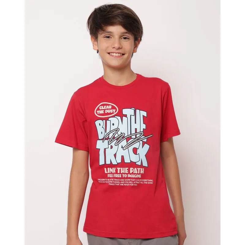 Camiseta Juvenil com Estampa Frontal Vermelho 16