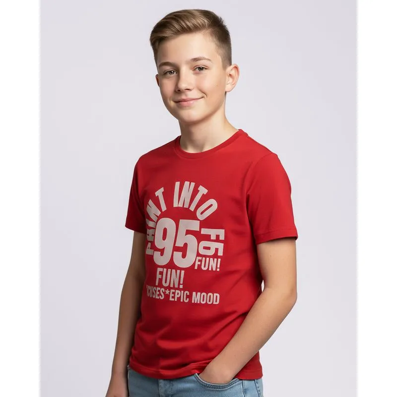 Camiseta Juvenil Algodão Estampa Frontal Vermelha 16