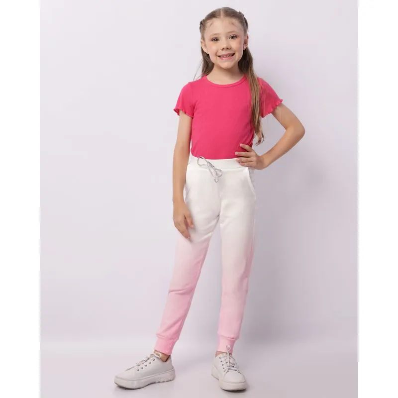 Calça Moletom Infantil Jogger Com Cordão Degrade Rosa 4