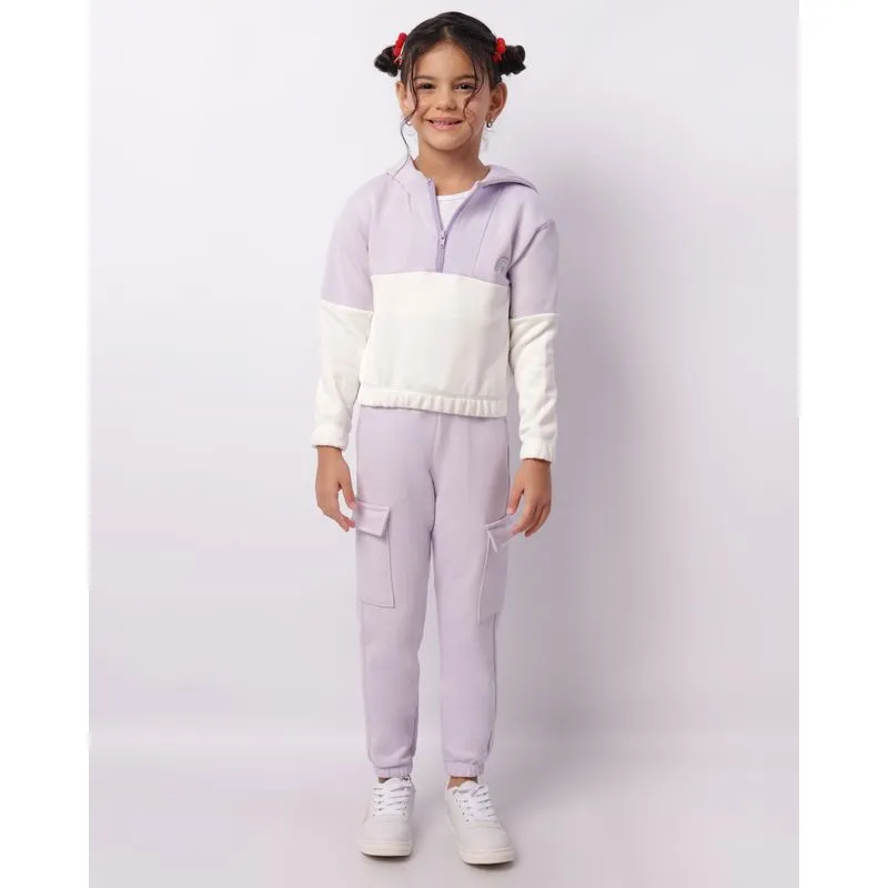 Calça Moletom Infantil Jogger Bolso Cargo Lilás 4