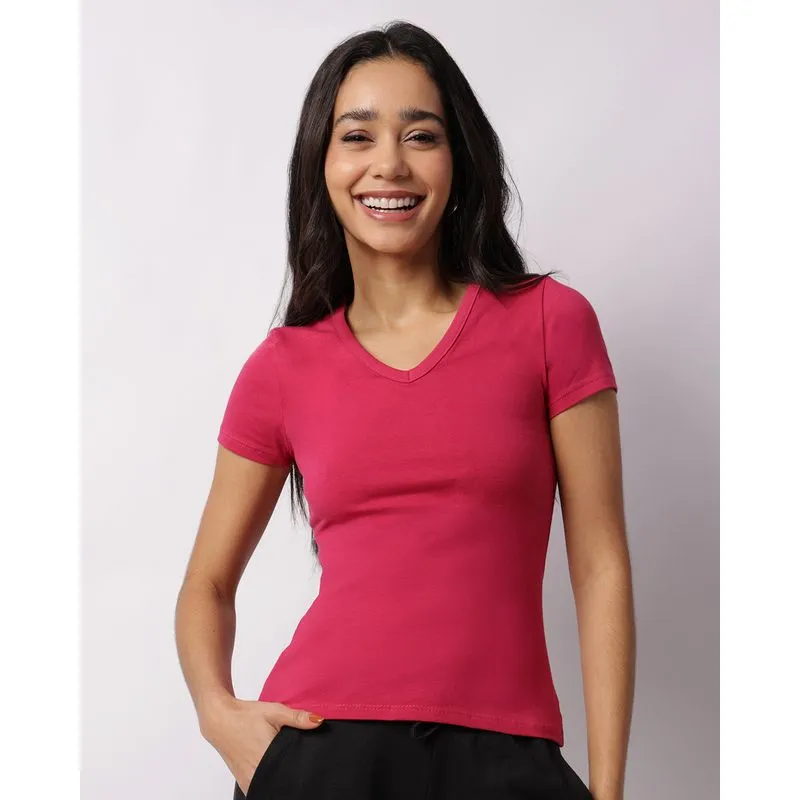 Blusa Feminina Básica Manga Curta Rosa GG