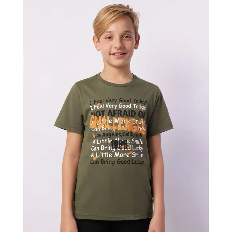 Camiseta Juvenil Manga Curta com Estampa Verde 10