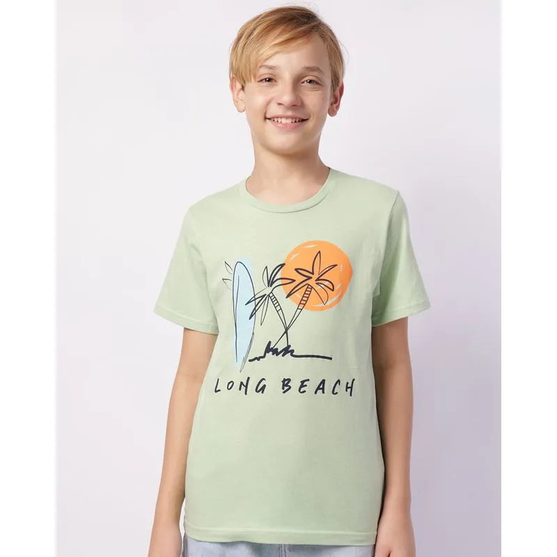 Camiseta Juvenil Algodão Estampa Tropical Manga Curta Verde 16