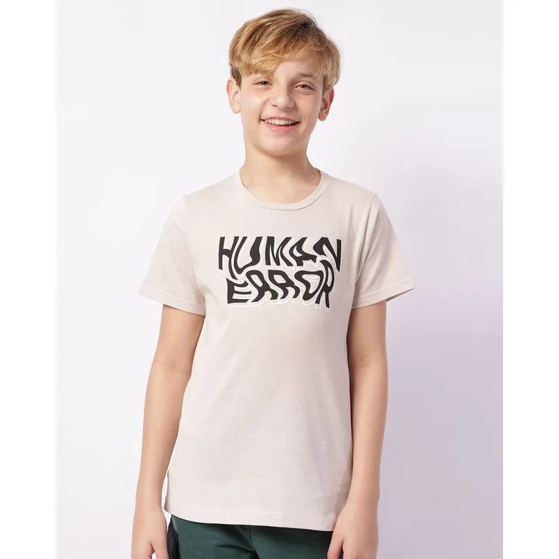 Camiseta Juvenil Algodão com Estampa Manga Curta Bege 16