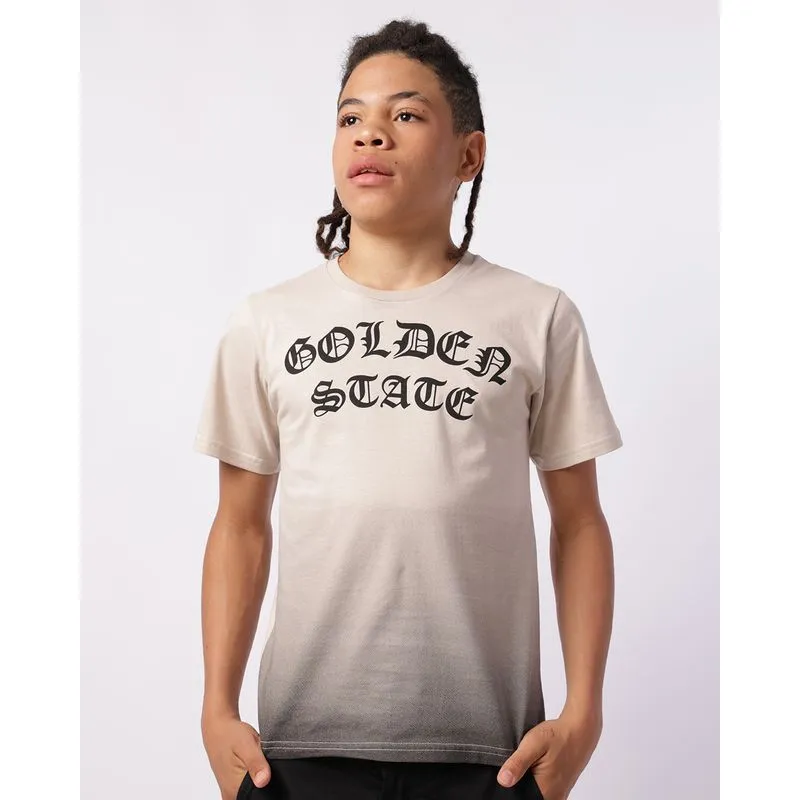 Camiseta Juvenil com Estampa Degradê Manga Curta Bege 10