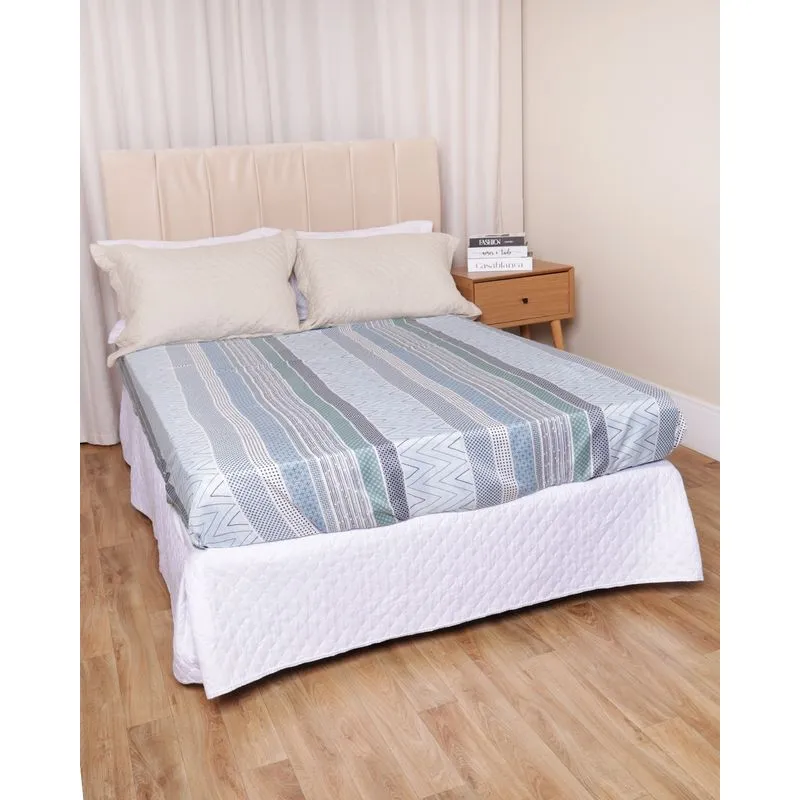 Lençol Avulso Queen Com Elástico Andreza Estampada Azul UN