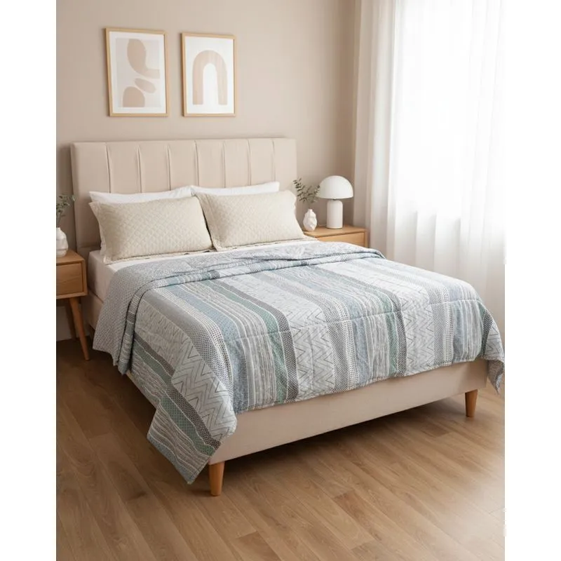 Edredom Queen Andreza Dupla Face 210cm x 240cm Estampado Azul UN