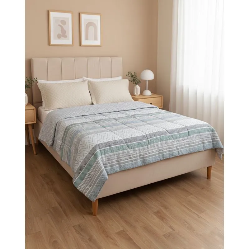 Edredom Casal Andreza Dupla Face 190cm x 210cm Estampado Azul UN