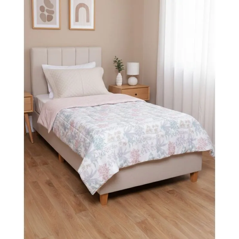 Edredom Solteiro Andreza 140cm x 210cm Dupla Face Estampado Azul UN