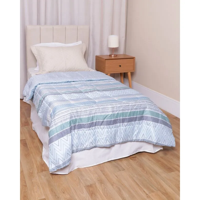 Edredom Solteiro Andreza 140cm x 210cm Dupla Face Estampado Azul UN