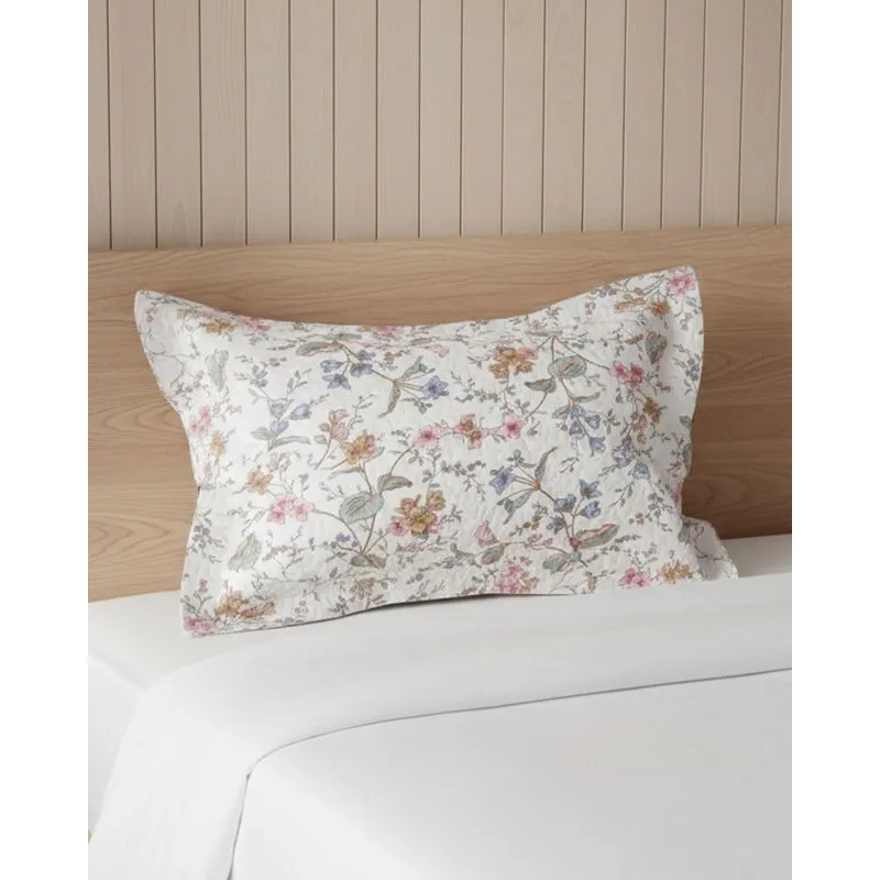 Porta Travesseiro 50cm x 70cm Andreza Estampa Floral Branco UN