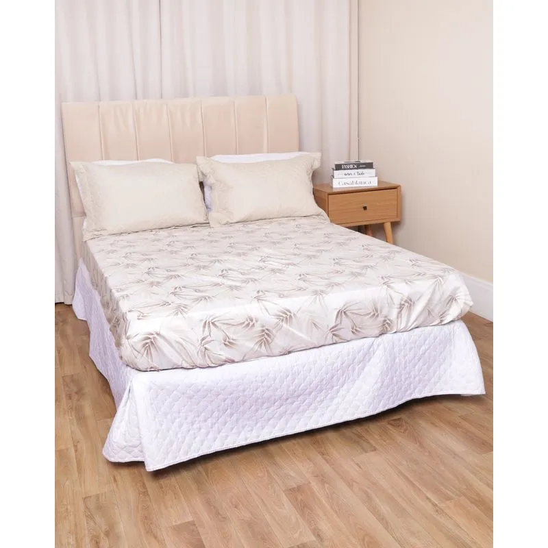 Lençol Queen Avulso Com Elástico Andreza Estampado Bege UN