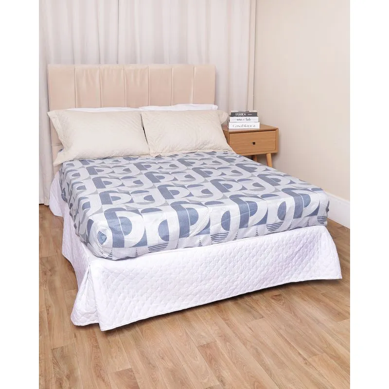 Lençol Queen Avulso Com Elástico Andreza Estampado Azul UN