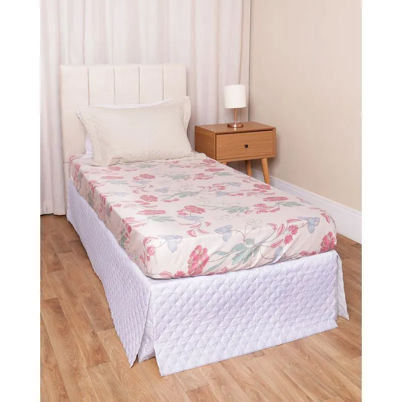Lençol Avulso Solteiro Andreza Com Elástico Estampa Floral Rosa UN